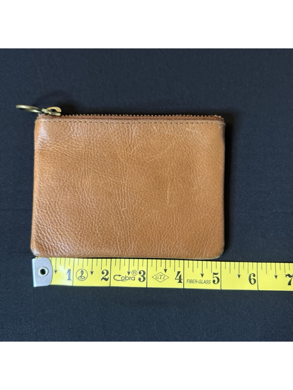 Madewell Leather Zipped Wallet 3 Card HolderCognac Brown Coin Purse YT-1059